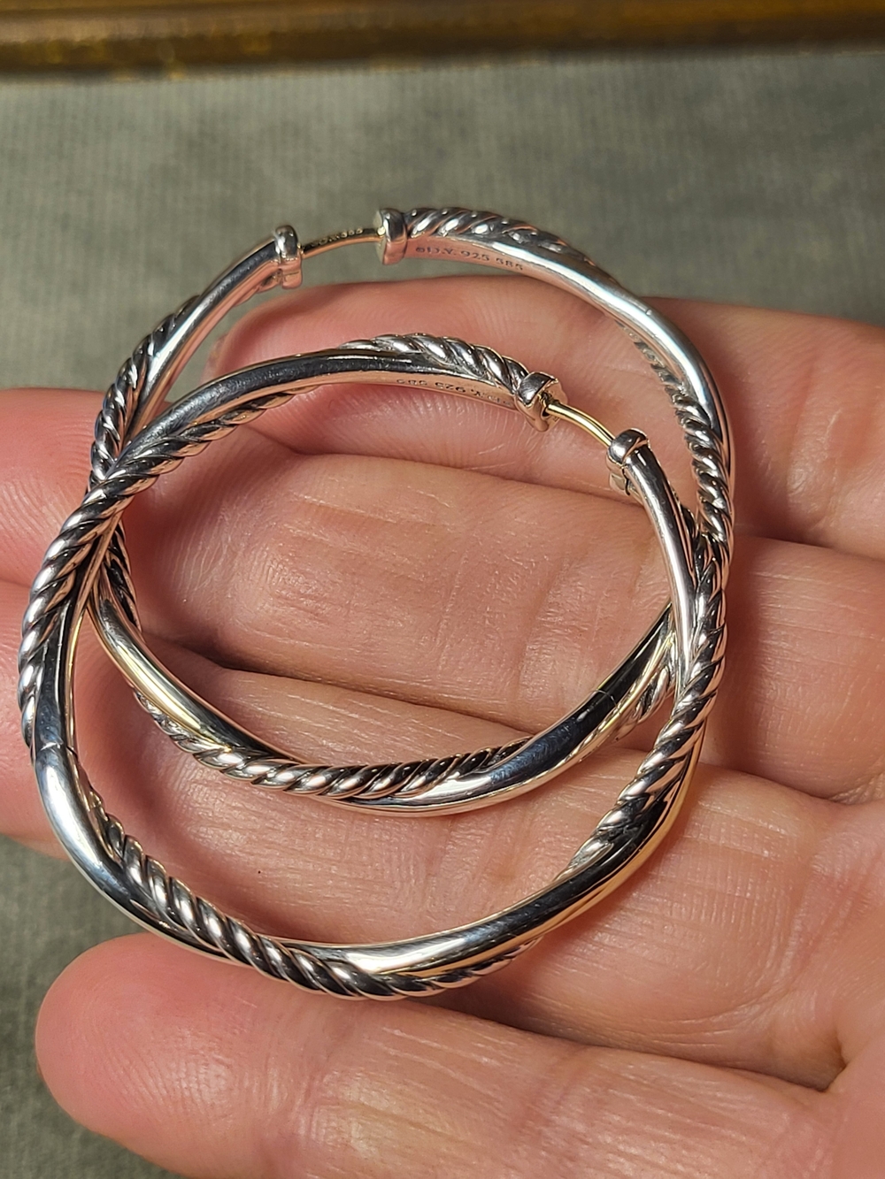 DY Infinity Hoop Earrings Sterling Silver with 14K Yellow Gold, 42mm. #225D